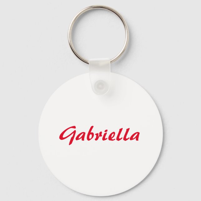 Calligraphy Elegant Red White Plain Simple Name Keychain (Front)