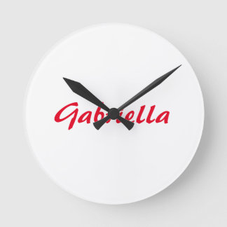 Calligraphy Elegant Red White Plain Simple Name Round Clock