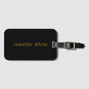Calligraphy Elegant Retro Gold & Black Name Luggage Tag