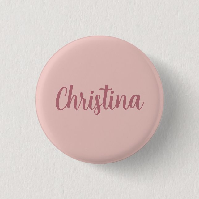 Calligraphy Elegant Rose Gold Plain Simple Name 1 Inch Round Button (Front)