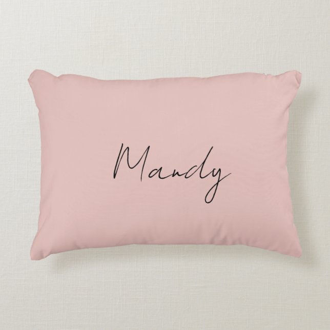 Calligraphy Elegant Rose Gold Plain Simple Name Accent Pillow (Front)