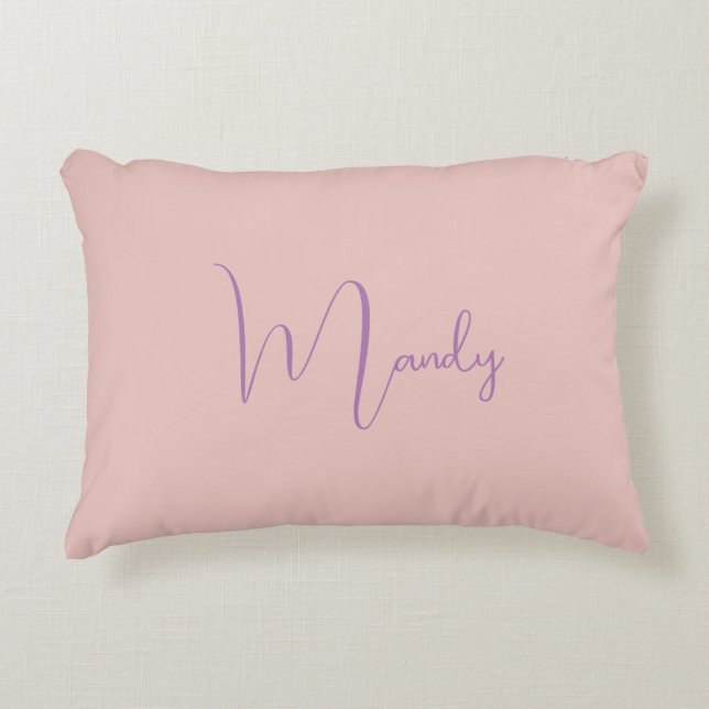 Calligraphy Elegant Rose Gold Plain Simple Name Accent Pillow (Front)