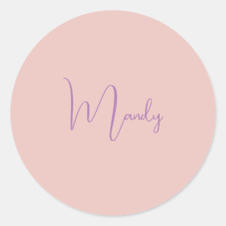 Calligraphy Elegant Rose Gold Plain Simple Name Classic Round Sticker