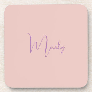 Calligraphy Elegant Rose Gold Plain Simple Name Coaster