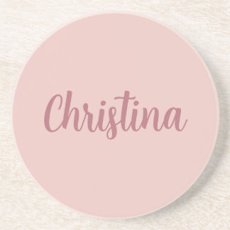 Calligraphy Elegant Rose Gold Plain Simple Name Coaster
