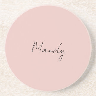 Calligraphy Elegant Rose Gold Plain Simple Name Coaster