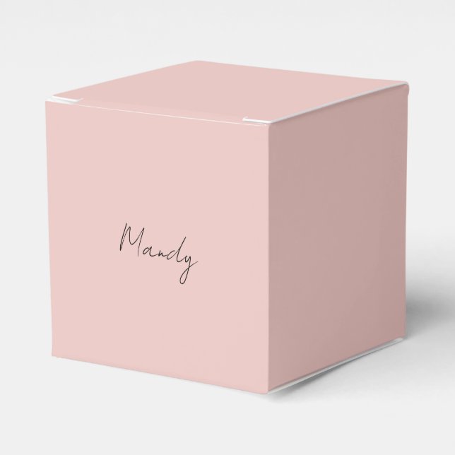 Calligraphy Elegant Rose Gold Plain Simple Name Favor Box (Front Side)