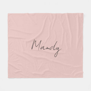 Calligraphy Elegant Rose Gold Plain Simple Name Fleece Blanket