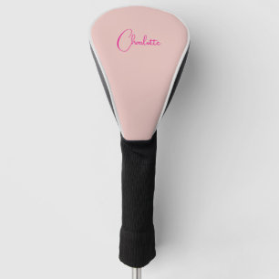 Calligraphy Elegant Rose Gold Plain Simple Name Golf Head Cover