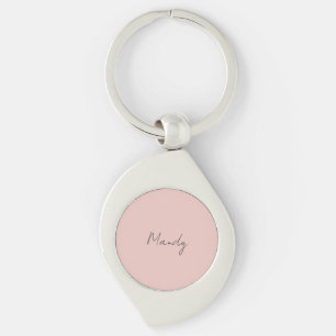 Calligraphy Elegant Rose Gold Plain Simple Name Keychain