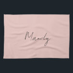 Calligraphy Elegant Rose Gold Plain Simple Name Kitchen Towel<br><div class="desc">Looking for a beautiful calligraphy with an aesthetic handwriting? This simple,  eye-catching design is for you. This product immediately impresses those who see it. The fine and tasteful design will immediately reflect the quality of your relationship and family.</div>