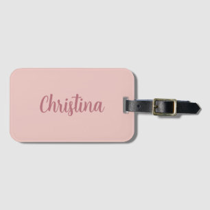 Calligraphy Elegant Rose Gold Plain Simple Name Luggage Tag