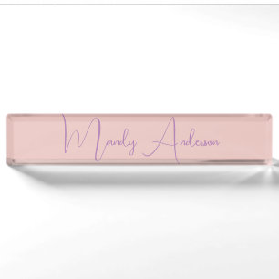 Calligraphy Elegant Rose Gold Plain Simple Name Nameplate