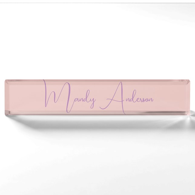 Calligraphy Elegant Rose Gold Plain Simple Name Nameplate (Front)