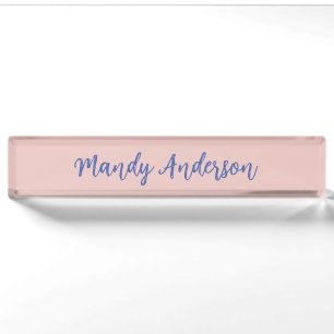 Calligraphy Elegant Rose Gold Plain Simple Name Nameplate
