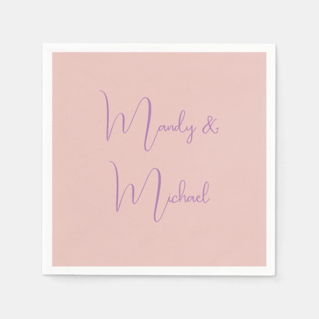 Calligraphy Elegant Rose Gold Plain Simple Name Napkin (Front)
