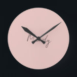 Calligraphy Elegant Rose Gold Plain Simple Name Round Clock<br><div class="desc">Looking for a beautiful calligraphy with an aesthetic handwriting? This simple,  eye-catching design is for you. This product immediately impresses those who see it. The fine and tasteful design will immediately reflect the quality of your relationship and family.</div>