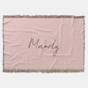 Calligraphy Elegant Rose Gold Plain Simple Name Throw Blanket