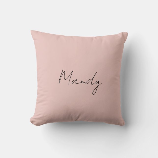 Calligraphy Elegant Rose Gold Plain Simple Name Throw Pillow (Front)