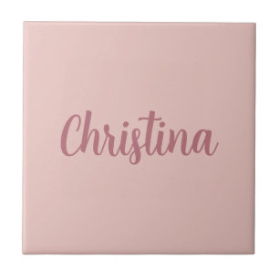 Calligraphy Elegant Rose Gold Plain Simple Name Tile