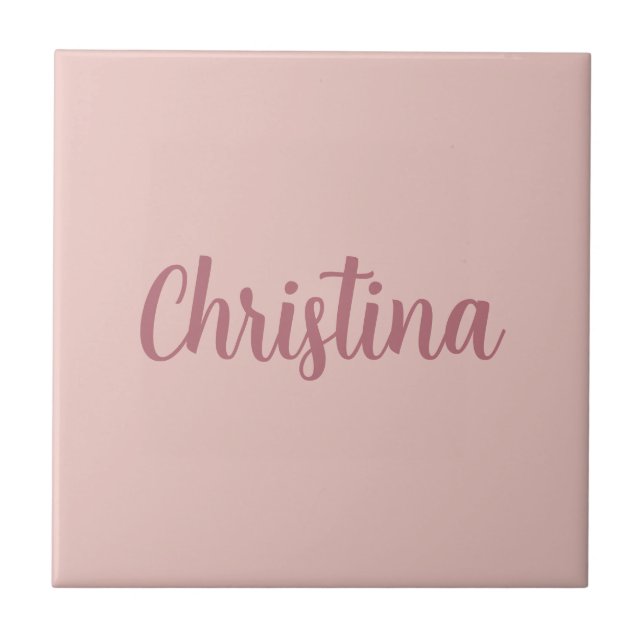 Calligraphy Elegant Rose Gold Plain Simple Name Tile (Front)