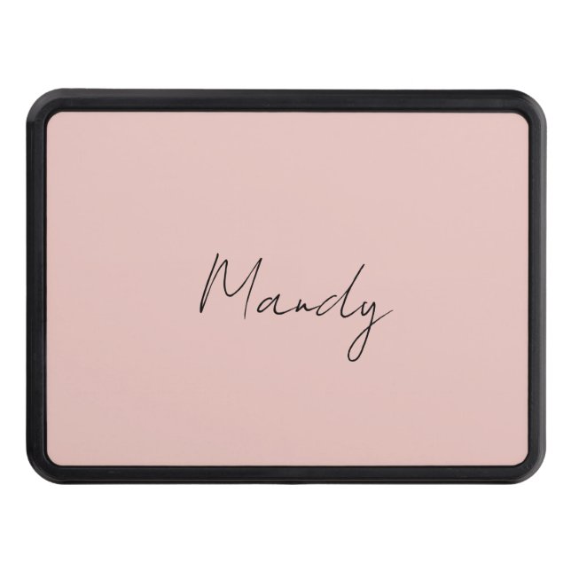 Calligraphy Elegant Rose Gold Plain Simple Name Trailer Hitch Cover (Front)