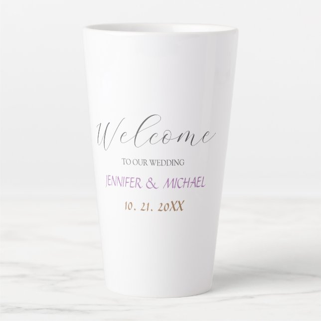 Calligraphy Elegant Welcome Wedding Latte Mug (Front)