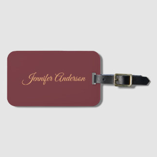 Calligraphy Elegant Wine Colour Personalized Name Luggage Tag