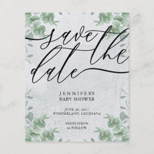 Calligraphy Eucalyptus budget special BABY shower Flyer