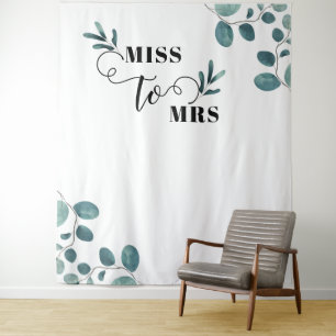 Calligraphy Eucalyptus Garden Photo Booth Backdrop Tapestry
