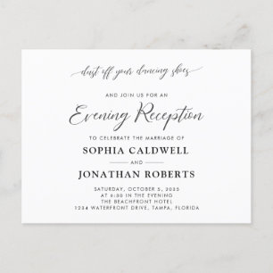 Calligraphy Evening Wedding Reception Invitation Postcard