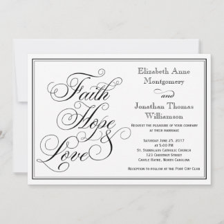Calligraphy Faith Hope Love Wedding Invitation