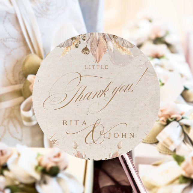 Calligraphy Fall Wedding Colourful Sweet Thank You Classic Round Sticker (Creator Uploaded)