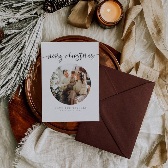 Calligraphy Family Photo Christmas Card (Creator Uploaded)