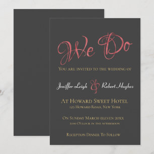 Calligraphy Faux Rose Gold Foil Wedding Invitation