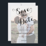 Calligraphy Faux Vellum Effect Photo Wedding Save The Date<br><div class="desc">Modern and elegant design printed black and white Script Calligraphy Faux Vellum Effect Photo Wedding Save the Date that can be customized with your text. Please click the "Customize it" button and use our design tool to modify this template. Check out the Graphic Art Design store for other products that...</div>