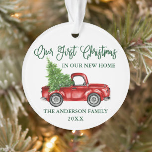 Calligraphy First Christmas New Home Truck Ornament