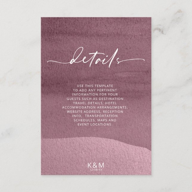 Calligraphy Floral Details Mauve ID771 Enclosure Card (Front)