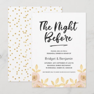 Calligraphy Floral Rehearsal Dinner Invitation