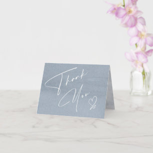 Calligraphy Floral Thank You Dusty Blue ID771 Card