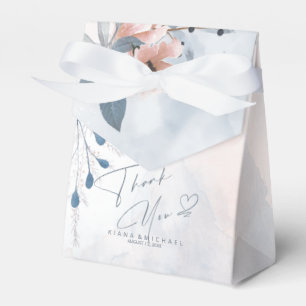 Calligraphy Floral Thank You Heart Blue ID771 Favor Box