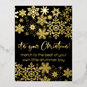 Calligraphy Foil Snowflakes It's Your Christmas Holiday Postcard