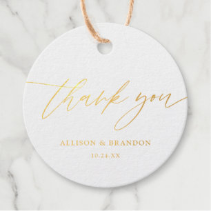 Calligraphy Foil Wedding Thank You Favour Tags