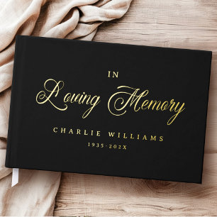 Calligraphy forever in loving memory funeral black guest book