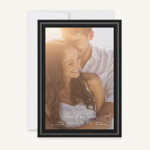 Calligraphy & Framed Classic Black Tie photo Save The Date