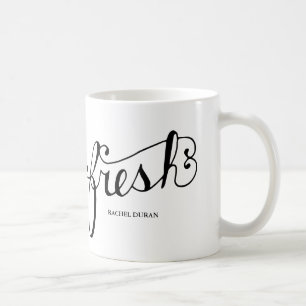 calligraphy fresh coffee mug
