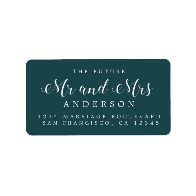 Calligraphy Future Mr Mrs Wedding Return Address Label (Front)
