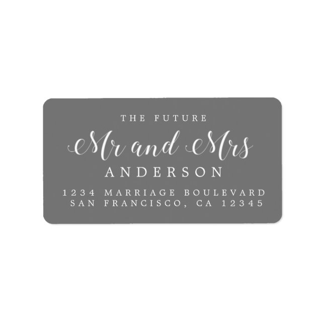 Calligraphy Future Mr Mrs Wedding Return Address Label (Front)