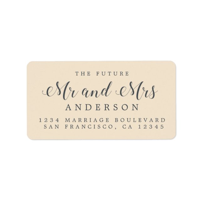 Calligraphy Future Mr Mrs Wedding Return Address Label (Front)