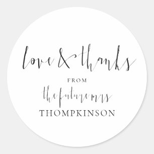 Calligraphy Future Mrs Love and Thanks Classic Round Sticker